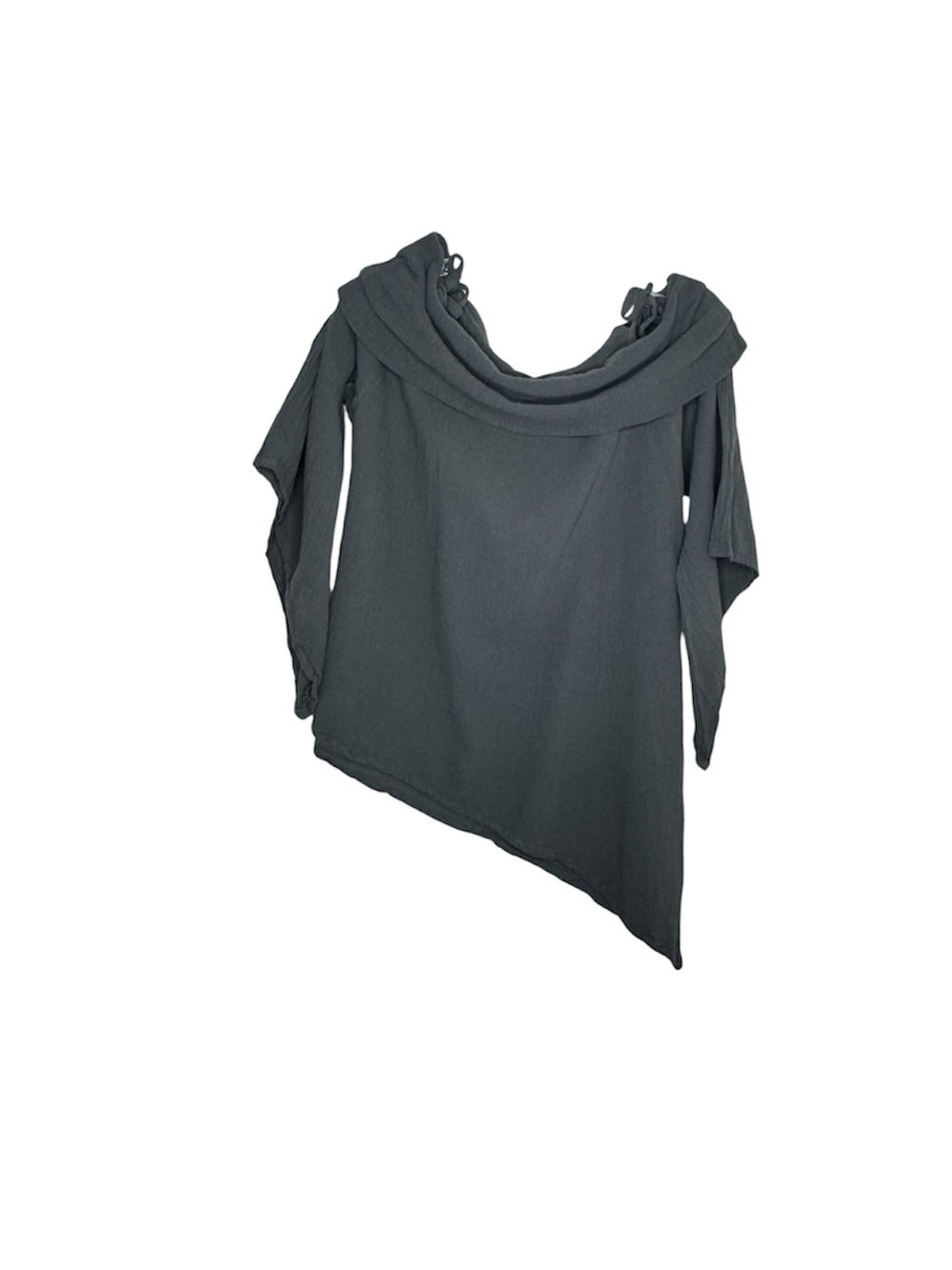 Oh My Gauze! Gray Asymmetrical Off Shoulder Blouse Size S/M